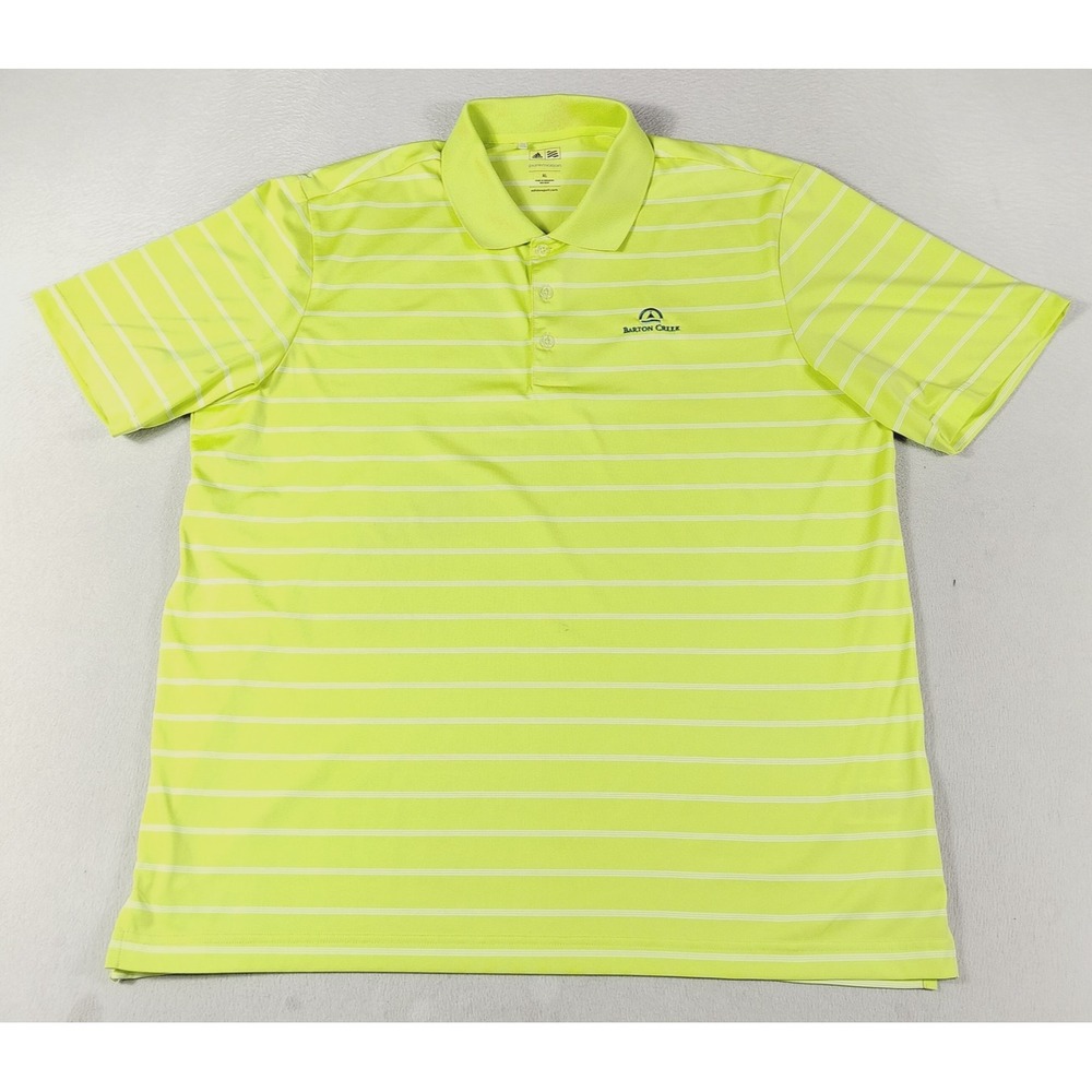 Adidas Puremotion Polo Shirt Mens XL Yellow Stripe Golf Performance Barton Creek